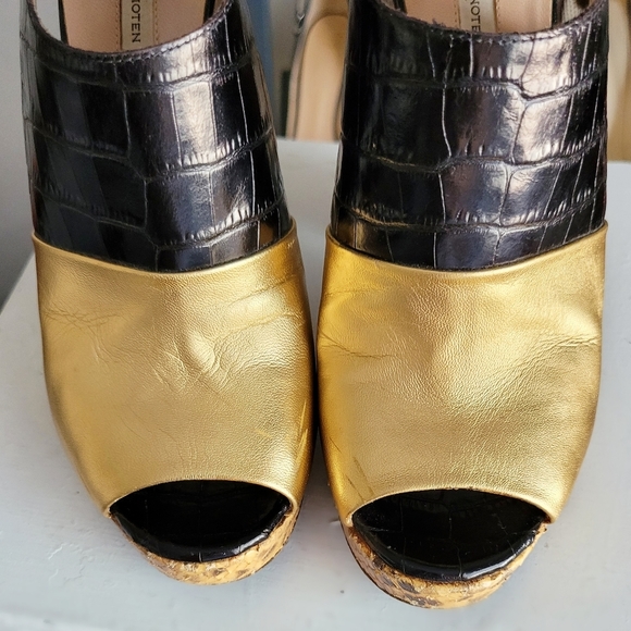 DRIES Van Noten sandal heels black gold croc python - Picture 5 of 14